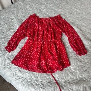 Diane Von Furstenberg Red Floral Blouse